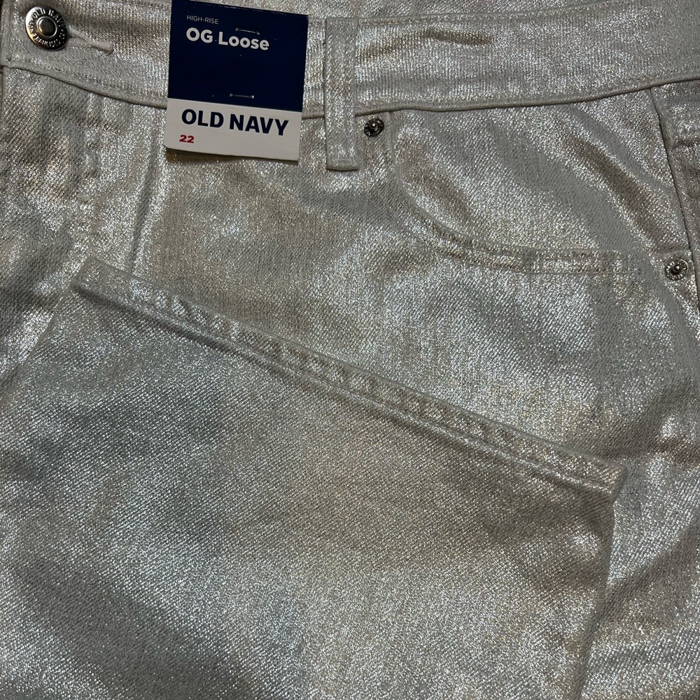 Old Navy OG Loose High-Rise Jeans in Metallic Silver